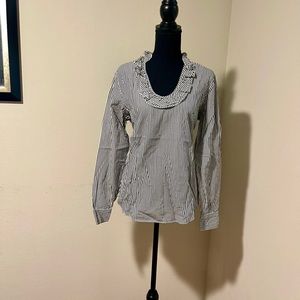 Chic frilly neckline long sleeve blouse